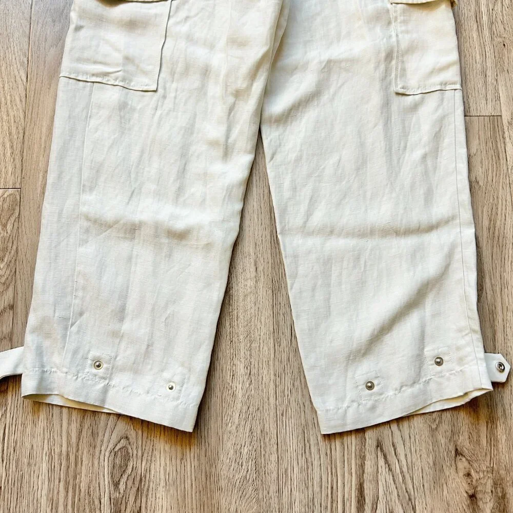 Aritzia Wilfred Kafka Linen High Rise Cargo Coastal Pants in Sand Cream Size 0